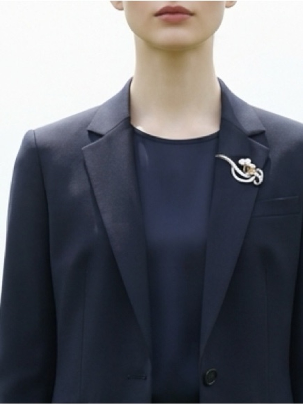 Mikimoto Three Cultured Pearl Accent Silver Brooch